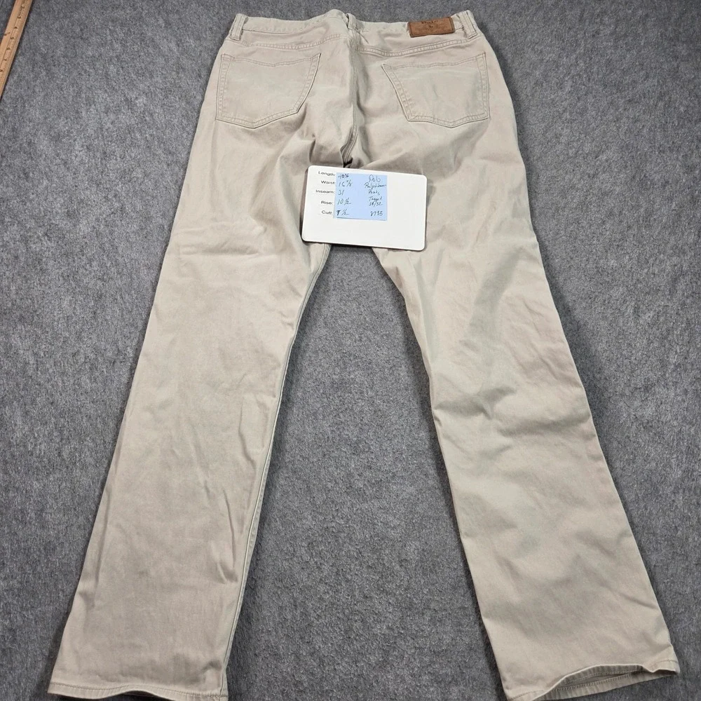 Polo Ralph Lauren Varick Pants Mens 34x32 Tan Khaki Slim Straight Stretch Chino